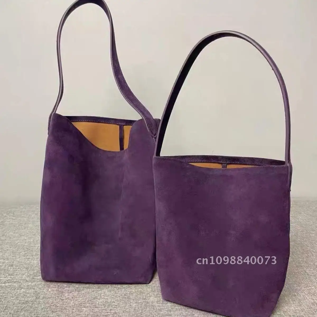 Automne hiver grande capacité fourre-tout sac seau décontracté couleur unie épaule N/S parc sac violet rouge marron