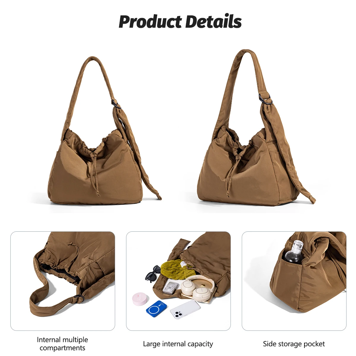sac fourre tout, grande capacité, déplacements, sortir, sac à bandoulière, sac à main léger pour femme, sac en toile pour classe d'étudiant, style automne et hiver pour hommes, shopping, randonnée, trekking