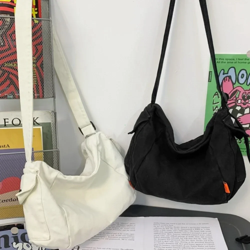 hobo sac en toile souple pour femme, sac en tissu souple, sac à bandoulière pour étudiant, livre scolaire de taille moyenne, poudres pour ordinateur portable, sac latéral messenger, y2k