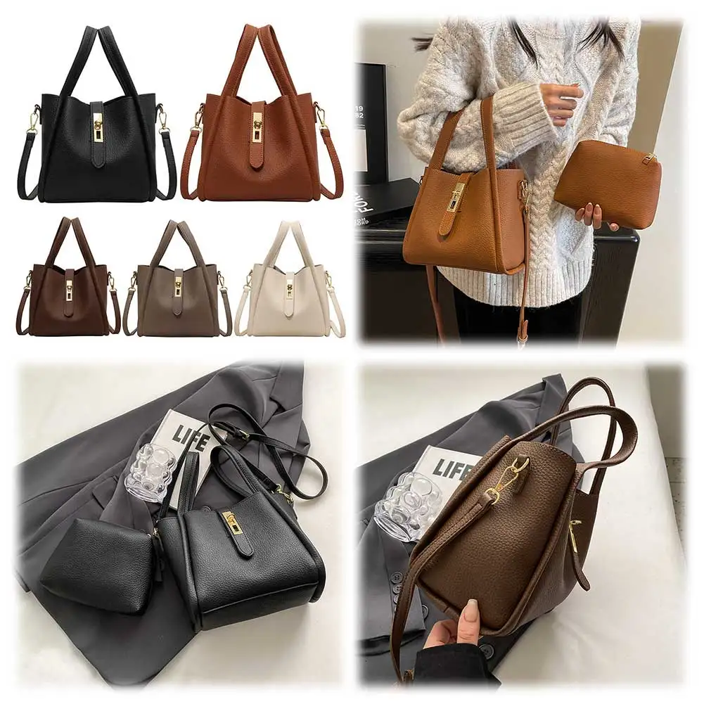 Sac seau à fermeture magnétique pour femmes, sac à bandoulière en cuir PU pour le travail, sac à main de banlieue, sac de shopping