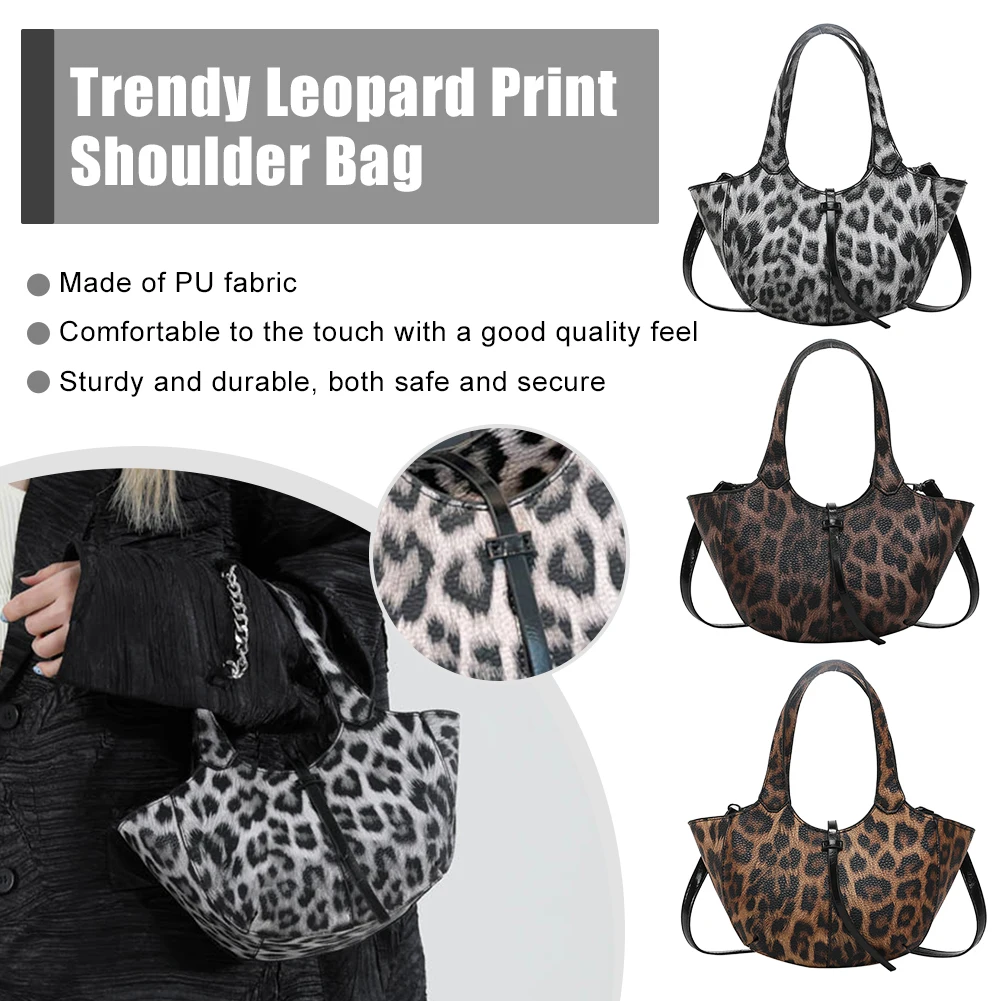 sac à poignée supérieure pour femmes, sac hobo imprimé léopard, sacoche tendance en cuir pu pour le travail, les voyages et les achats
