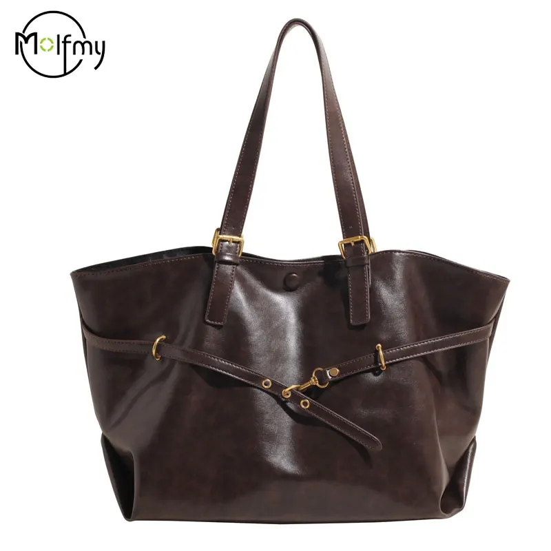 sac fourre tout rétro en cuir pu pour femmes, sac à bandoulière tendance d'hiver y2k, sacs à main de mode, fourre tout de voyage de luxe