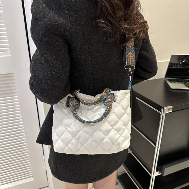 sac à main matelassé en coton pour femme, sac fourre tout matelassé, sac à bandoulière rembourré, large lancé par la ceinture