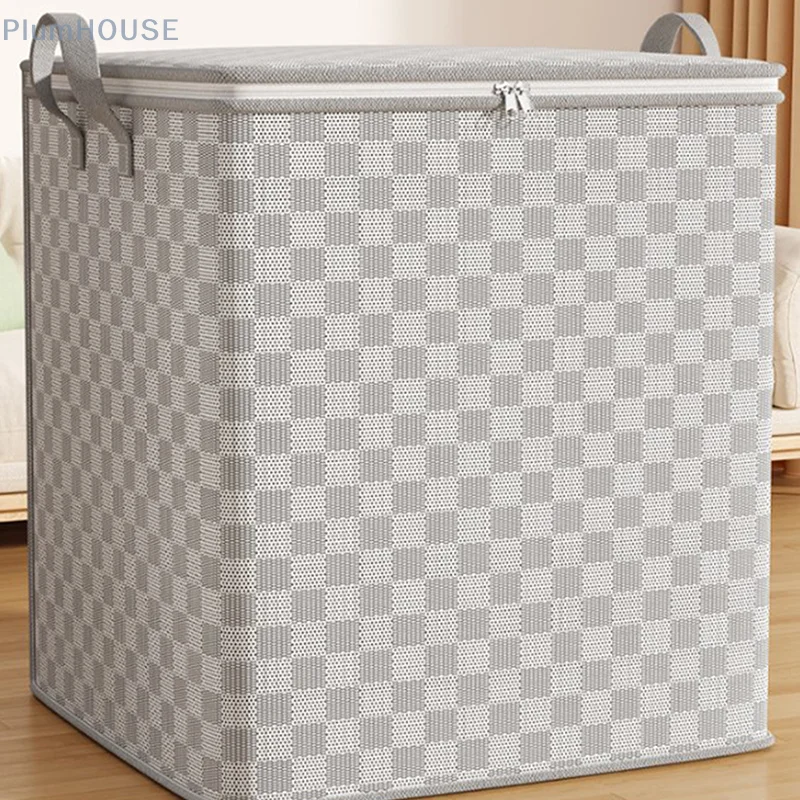 sac de rangement de couette non tissé avec fermeture éclair veds, vêtements pliables, bacs de couette, conteneur, grande capacité, sac anti poussière, organiser