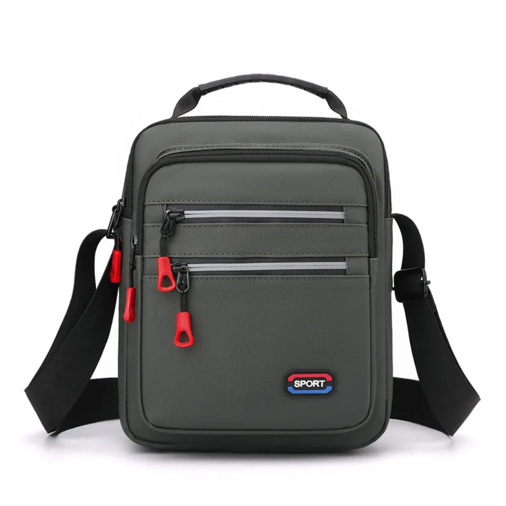 Sac à bandoulière carré pour hommes, couleur unie, sac à bandoulière simple en Nylon, grande capacité, multicouche, sacoche d'affaires, randonnée