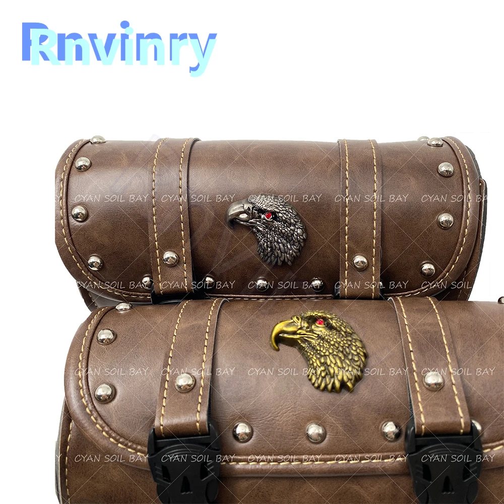 sacs de selle de moto en cuir rétro, sac arrière d'outil avant et arrière pour harley, sacs à bagages universels en pu, pochettes