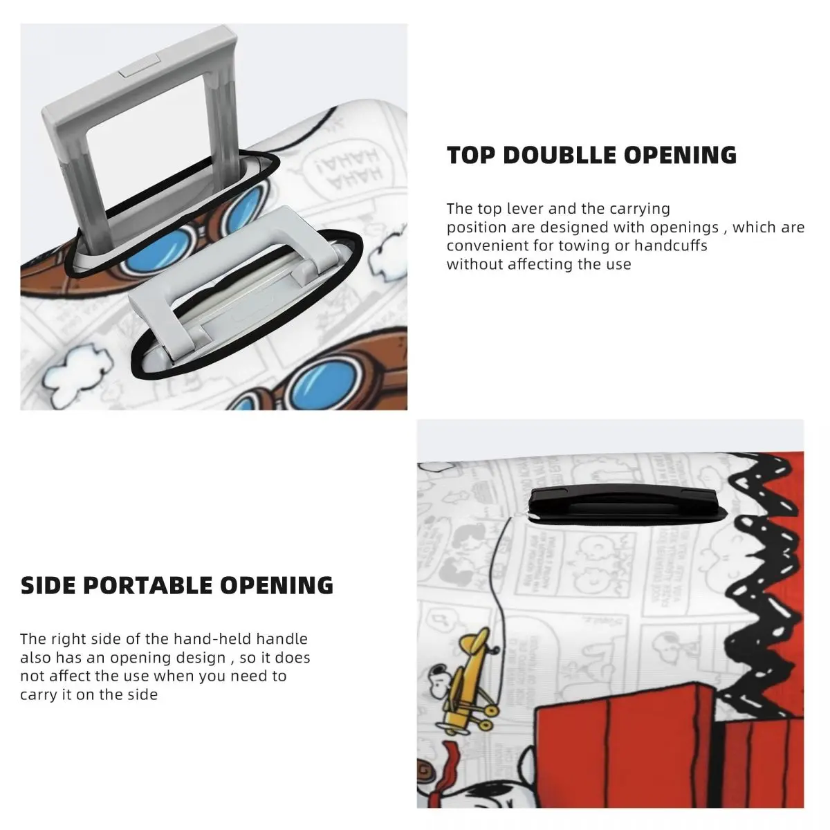 housse de valise personnalisée avec dessin animé s snoopys, housses de protection anti poussière pour bagages de 18 à 32 pouces