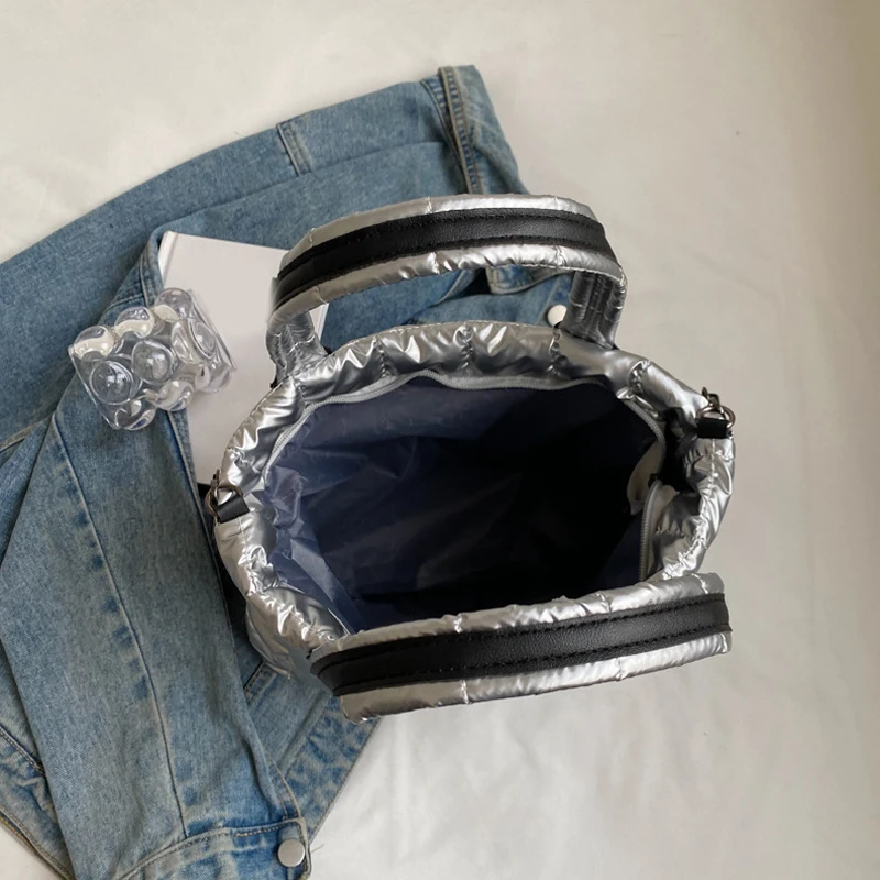 sac fourre tout matelassé rembourré en nylon, sacoche de couleur unie, sac à bandoulière bouffant pour femmes, sacs à bandoulière de grande capacité pour dames
