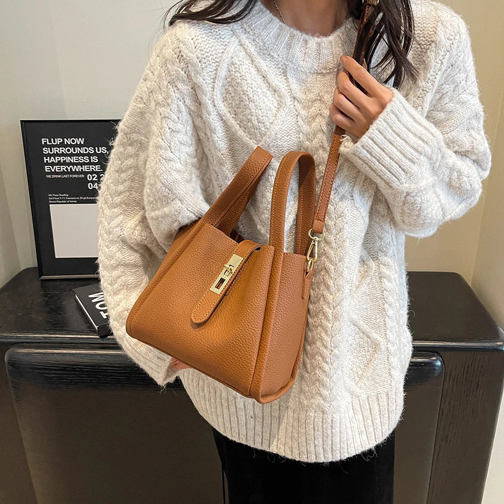 sac seau à fermeture magnétique pour femmes, sac à bandoulière en cuir pu pour le travail, sac à main de banlieue, sac de shopping