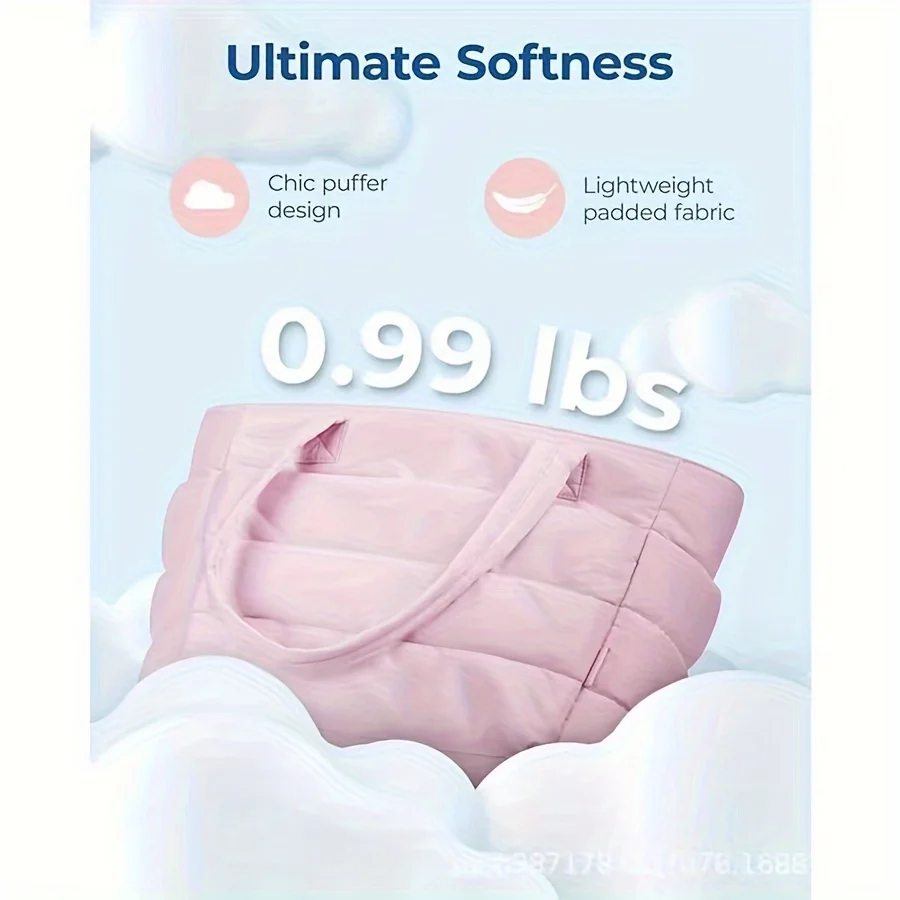sac fourre tout léger matelassé de grande capacité pour femme – tissu durable avec fermeture à glissière, sac de voyage spacieux pour salle de sport, plage, travail