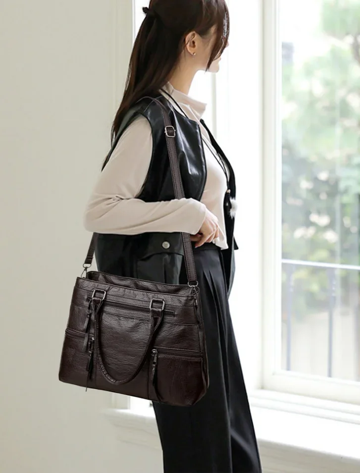 sacs à main à poignée supérieure en cuir pu pour femmes, sac à bandoulière initié pour dames, sacs à main élégants, sacs fourre tout décontractés, sacs à main de haute qualité