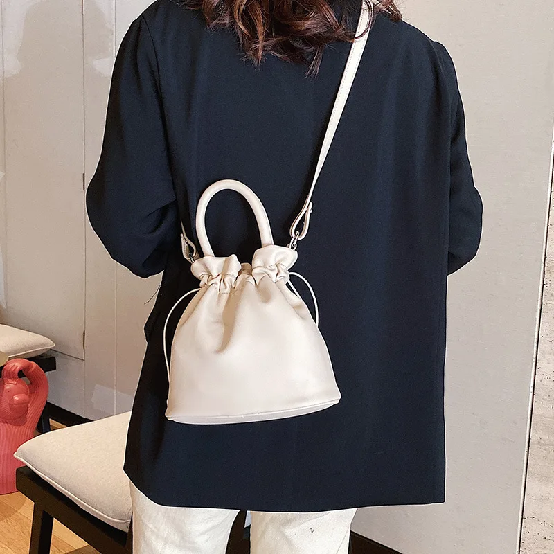 mini sac seau japonais à cordon, sac à bandoulière portable simple