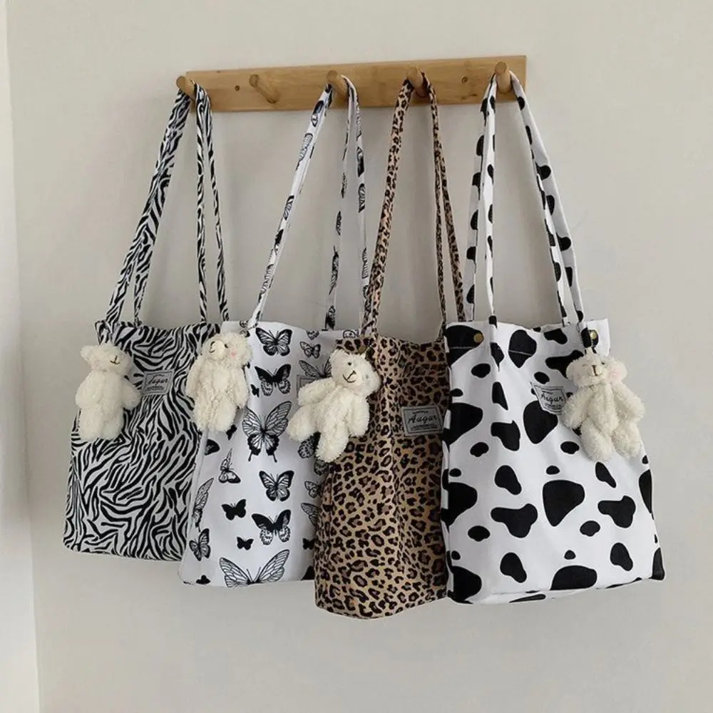 Grand sac fourre-tout décontracté pour femme, sac en toile léopard, sac à provisions, sac à main imprimé étudiant, chic, initié, nouveau