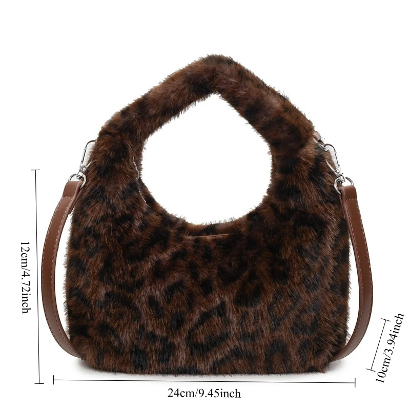 nouveau sac hobo de luxe de créateur femmes mode fausse fourrure imprimé léopard sac à bandoulière mignon en peluche sac à bandoulière décontracté