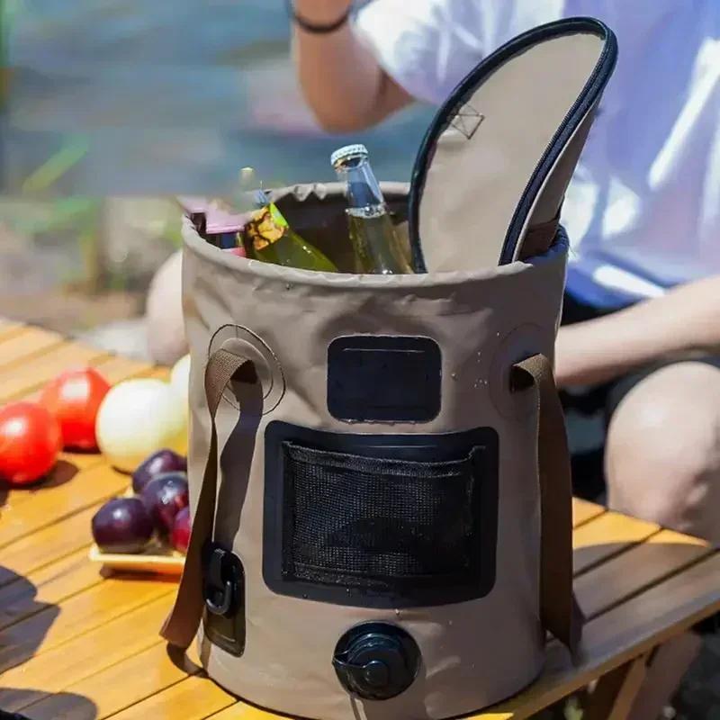 Seau pliable Portable de 25l, sac de rangement d'eau de voyage en plein air, sac d'eau étanche, seau de rangement pour Articles de pêche