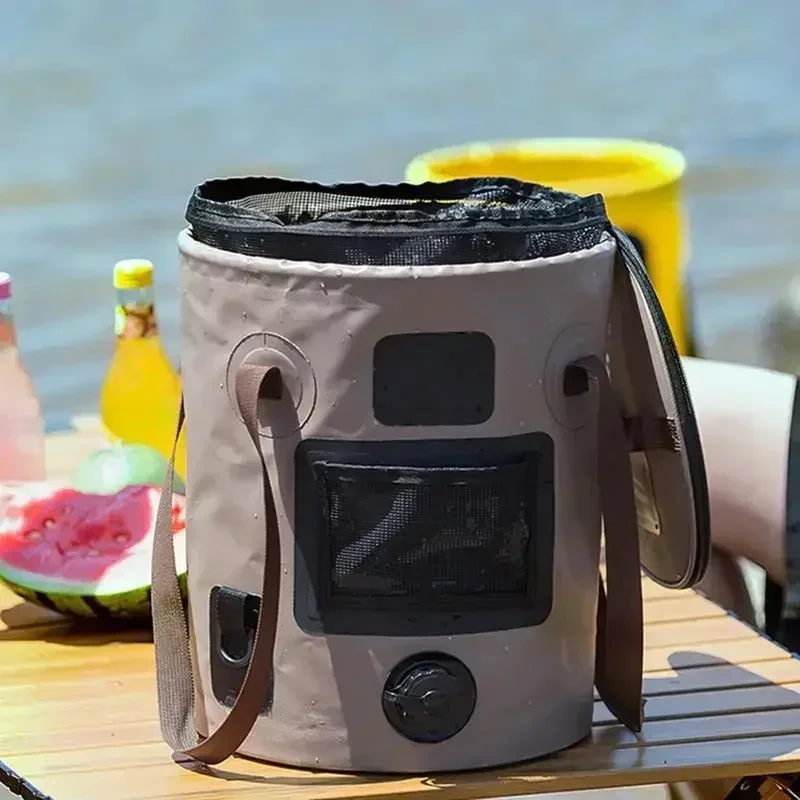 seau pliable portable de 25l, sac de rangement d'eau de voyage en plein air, sac d'eau étanche, seau de rangement pour articles de pêche