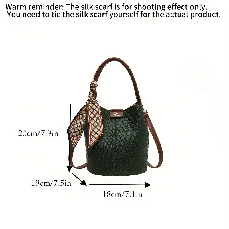 sac seau tissé pour femme. marron profond/beige/vert/noir. sangle amovible, durable et facile à nettoyer. pour les voyages et les événements formels. magasin maintenant!