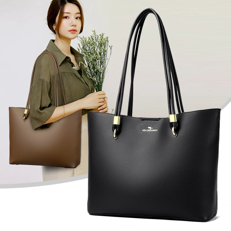 Sac Hobo en cuir PU pour femmes, sac à bandoulière solide de qualité supérieure, sac seau à la mode, sac à main de grande capacité pour portefeuille de travail scolaire