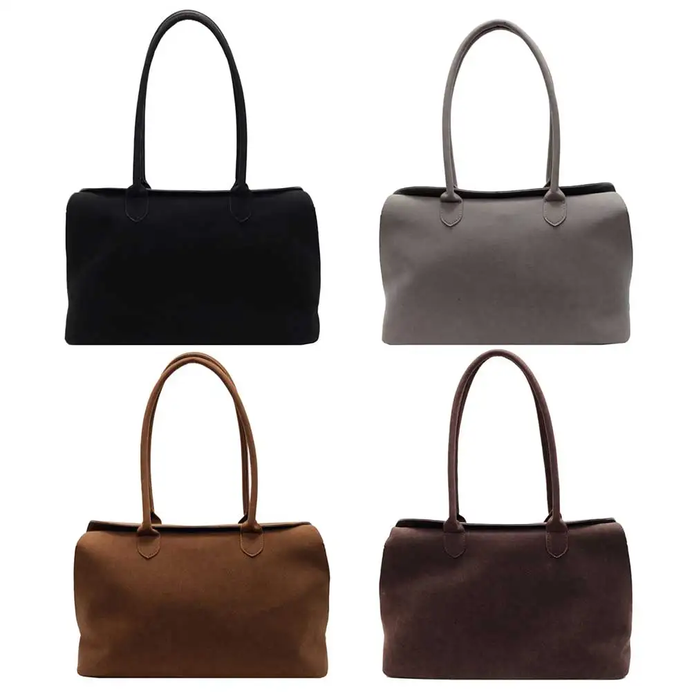 sac à main rétro en daim avec poche intérieure, fourre tout solide pour documents, cartable de travail et de voyage, pour femme et homme