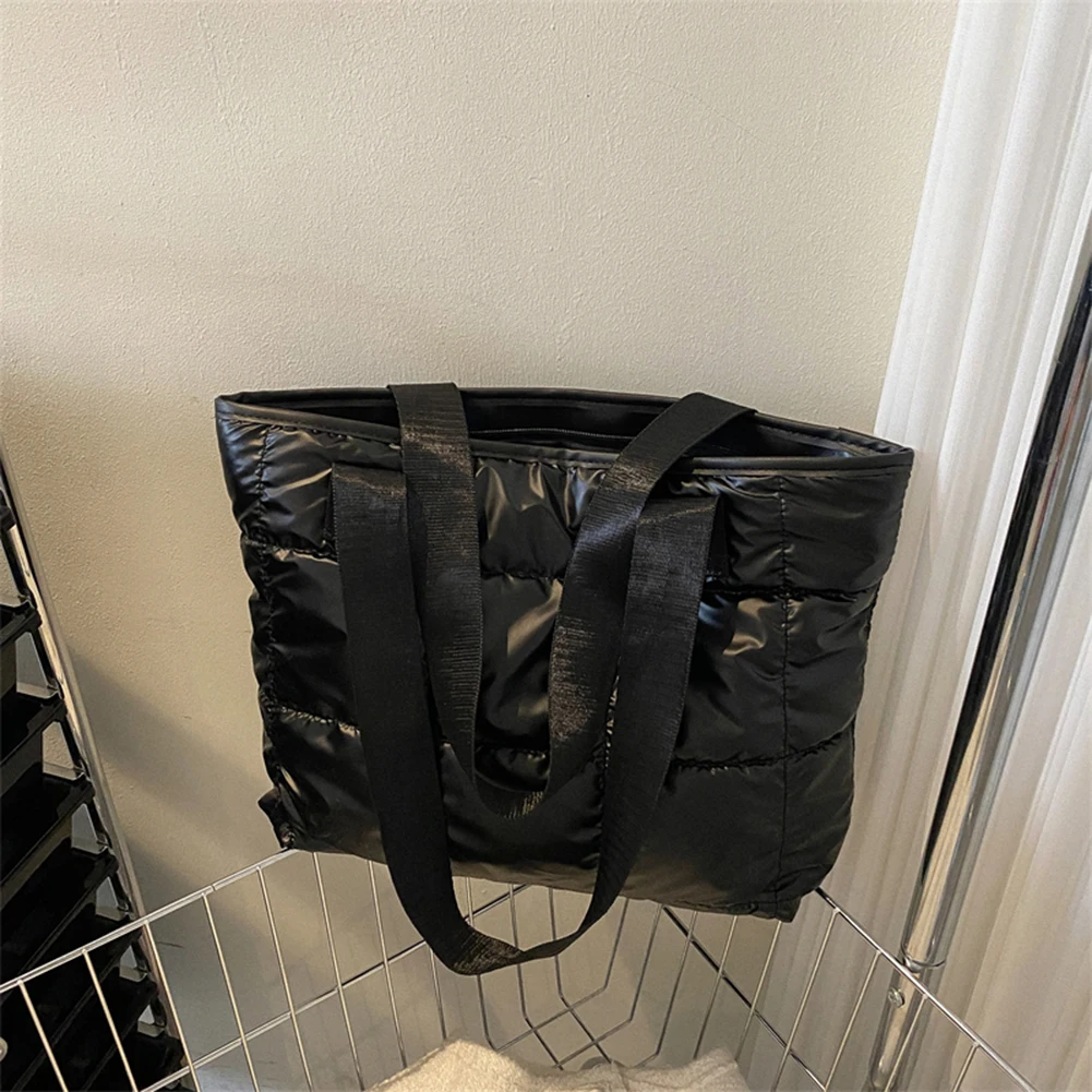 sac à main en coton rembourré de grande capacité pour femme, fourre tout, shopping, portable, matelassé, solide, voyage, loisirs, mode
