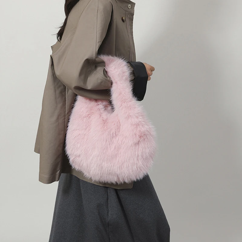 petits sacs à poignée hobo pour femmes, sacs à bandoulière de styliste, sac à main et sacs à main en fourrure, sac en peluche mignon à la mode