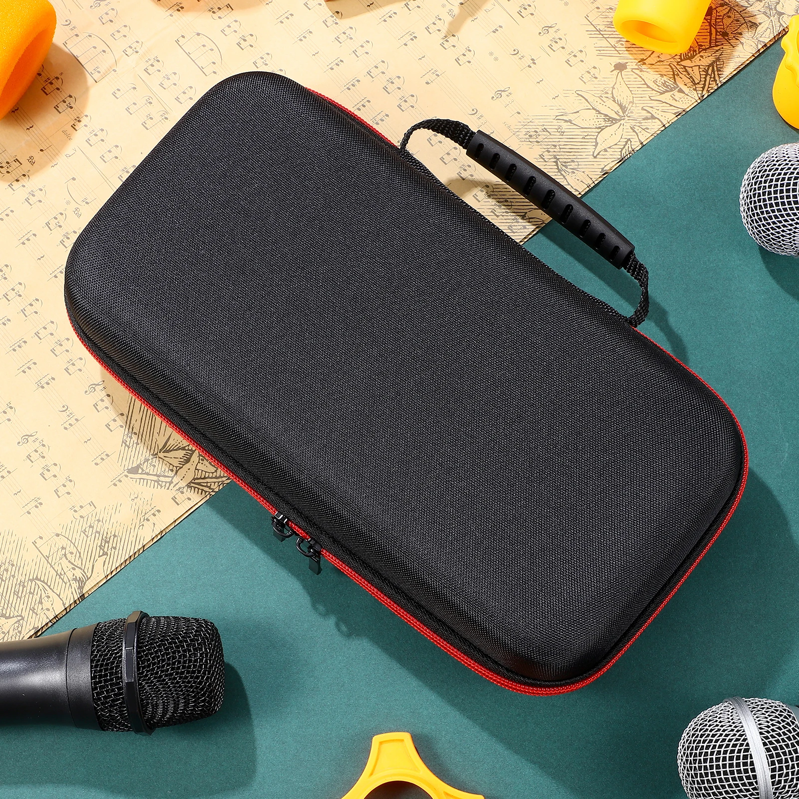 sac pour microphone sans fil de grande capacité, étui pour micro avec éponge, sac de rangement à main, valise de voyage, accessoires pour microphone portables
