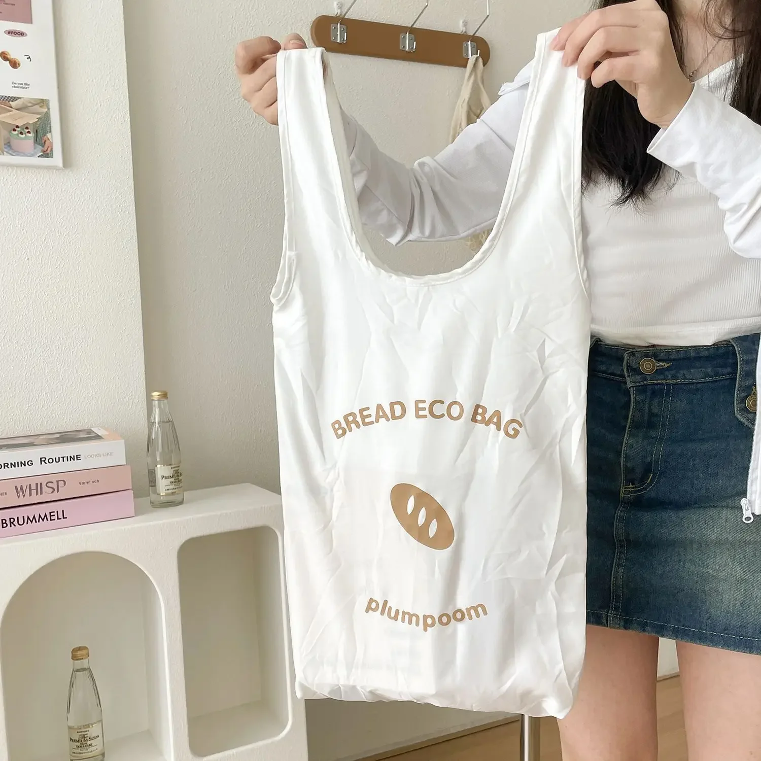 sac fourre tout de grande capacité style ins, sac de courses pliable en pain de dessin animé, sac écologique réutilisable, pochette à usage quotidien