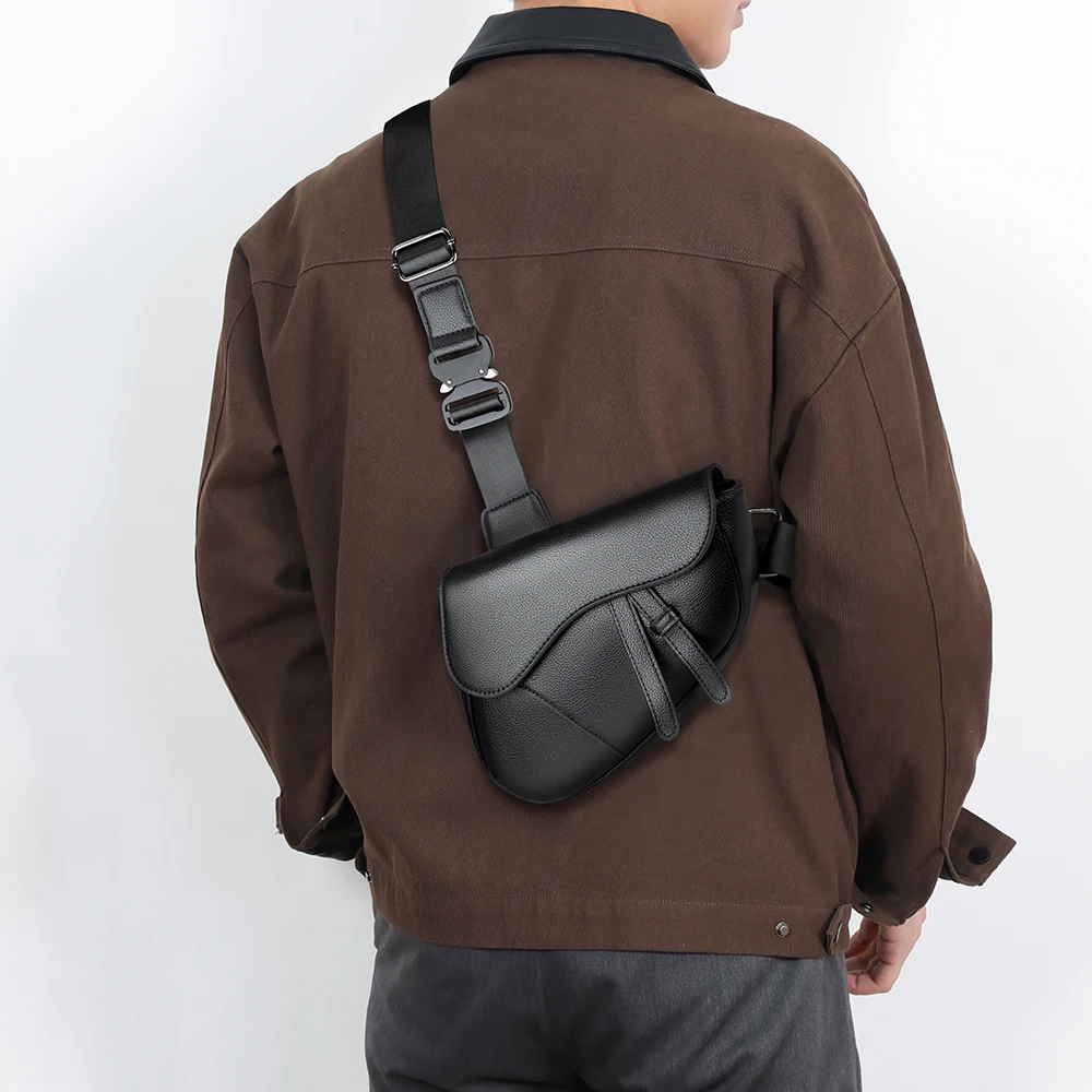 sacs à bandoulière en cuir pu de couleur unie pour hommes sacs à bandoulière sac de poitrine bolsos para hombre sacoches hommes sac pour homme