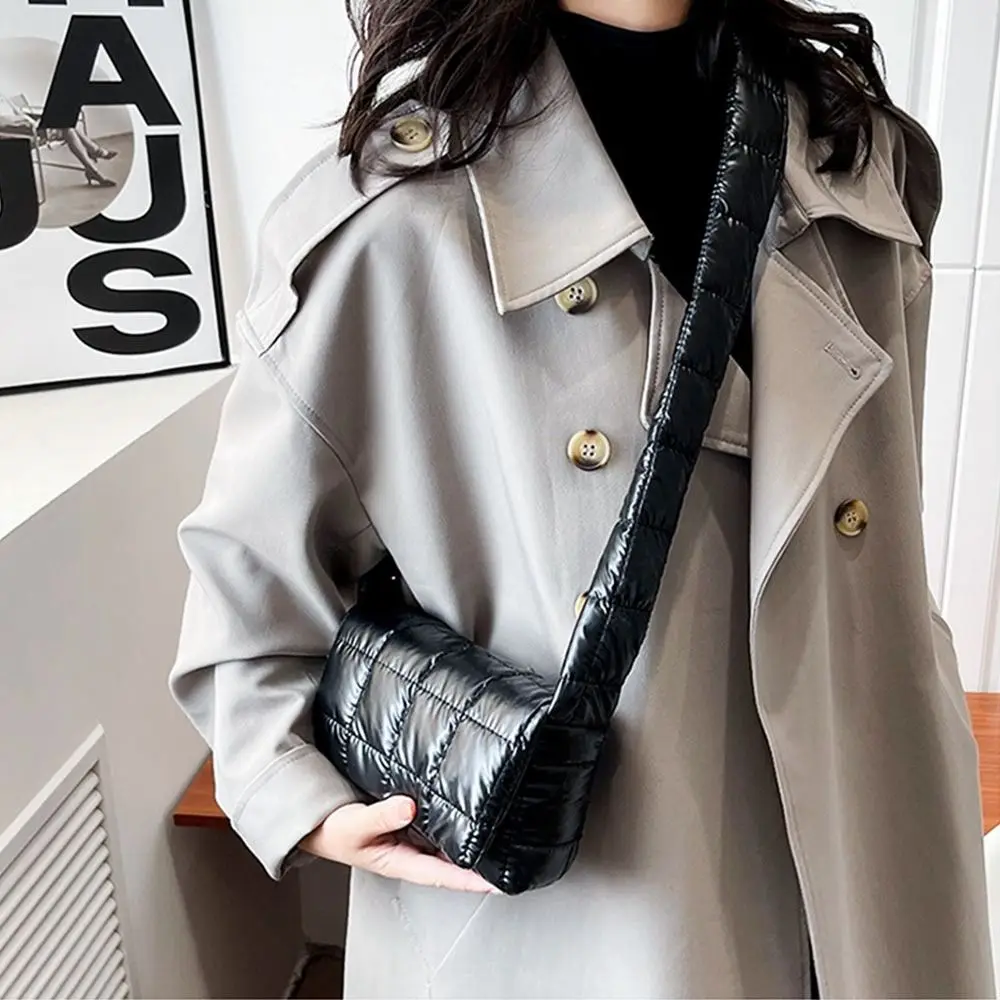 mode femmes matelassé sac fourre tout léger hiver chaud vers le bas coton rembourré plaid sac à bandoulière filles sous les bras sacs gonflés sacs à main