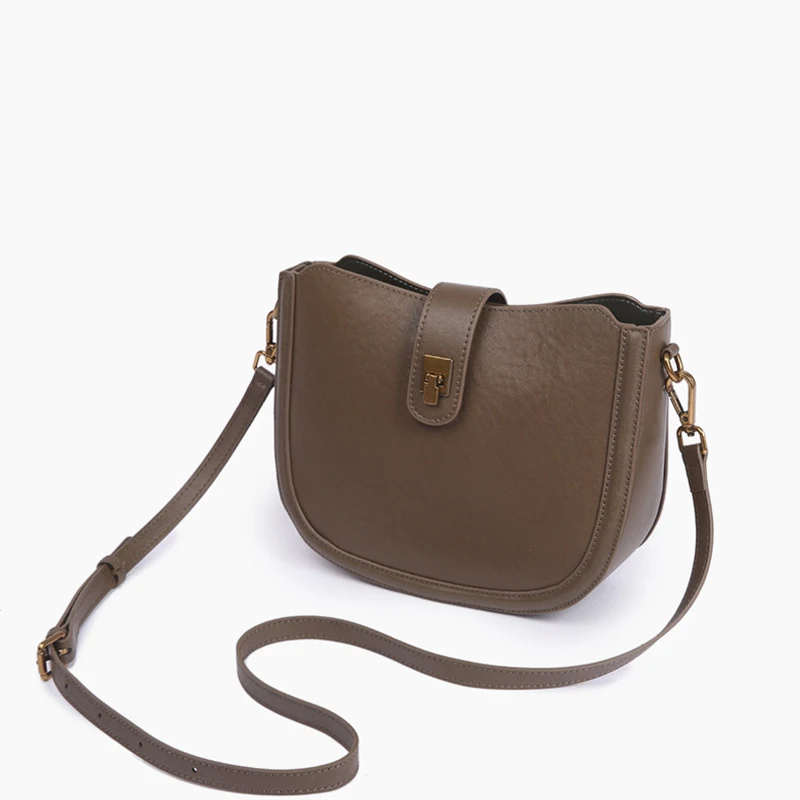 sac de selle en cuir souple pour femmes, sac à bandoulière rétro mode nouvelle coque, sac seau polyvalent pour les déplacements