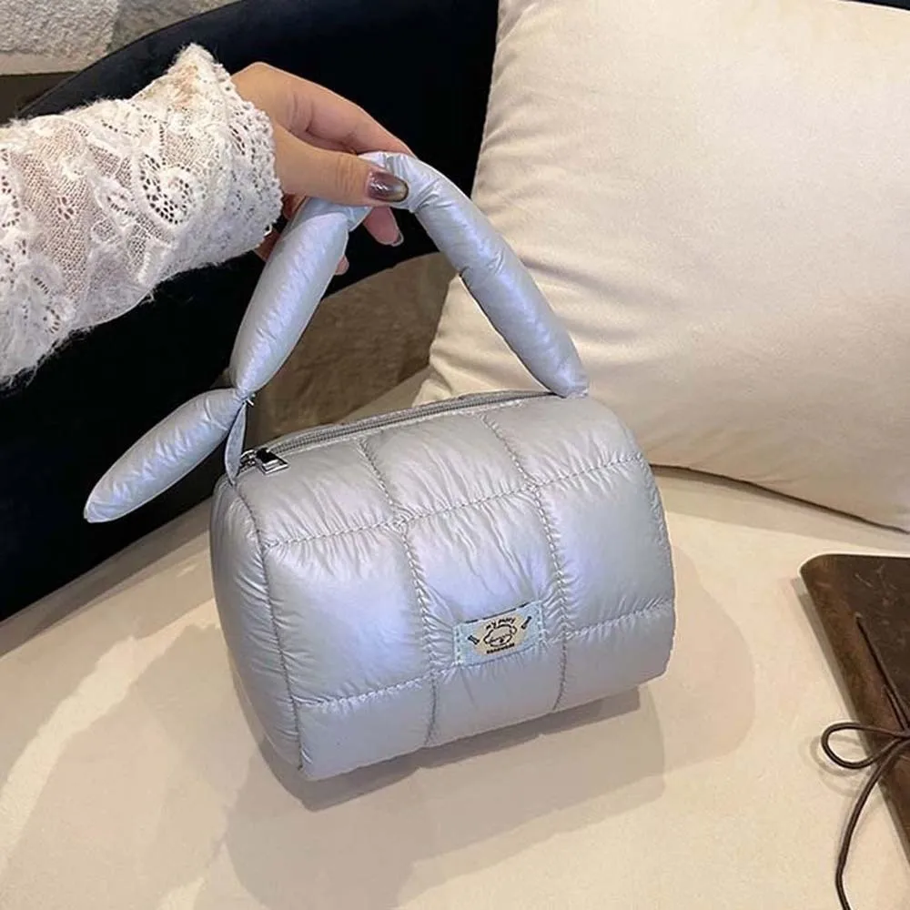 sac matelassé à grille plissée en forme de nuage, fourre tout léger et gonflé en nylon, épais, grande capacité, organisateur de cosmétiques portatif quotidien