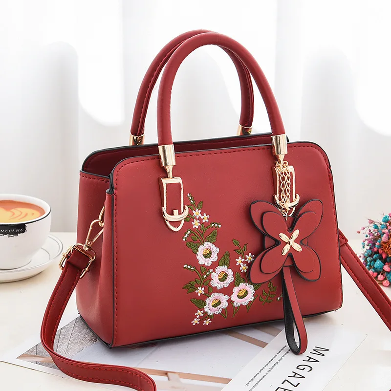 petit sac carré brodé à la mode pour femmes, sac à bandoulière simple, sac à main de style artistique frais, usage quotidien décontracté