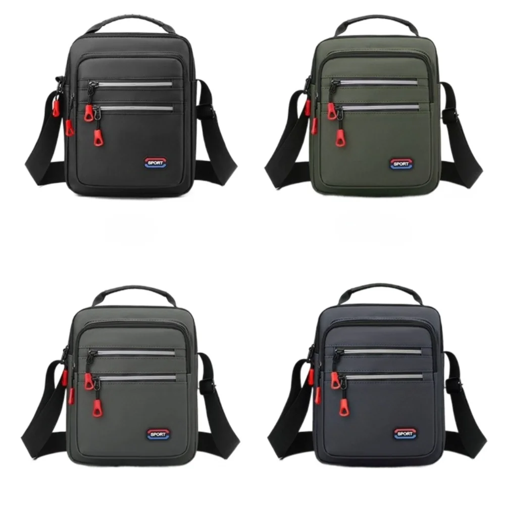 sac à bandoulière carré pour hommes, couleur unie, sac à bandoulière simple en nylon, grande capacité, multicouche, sacoche d'affaires, randonnée
