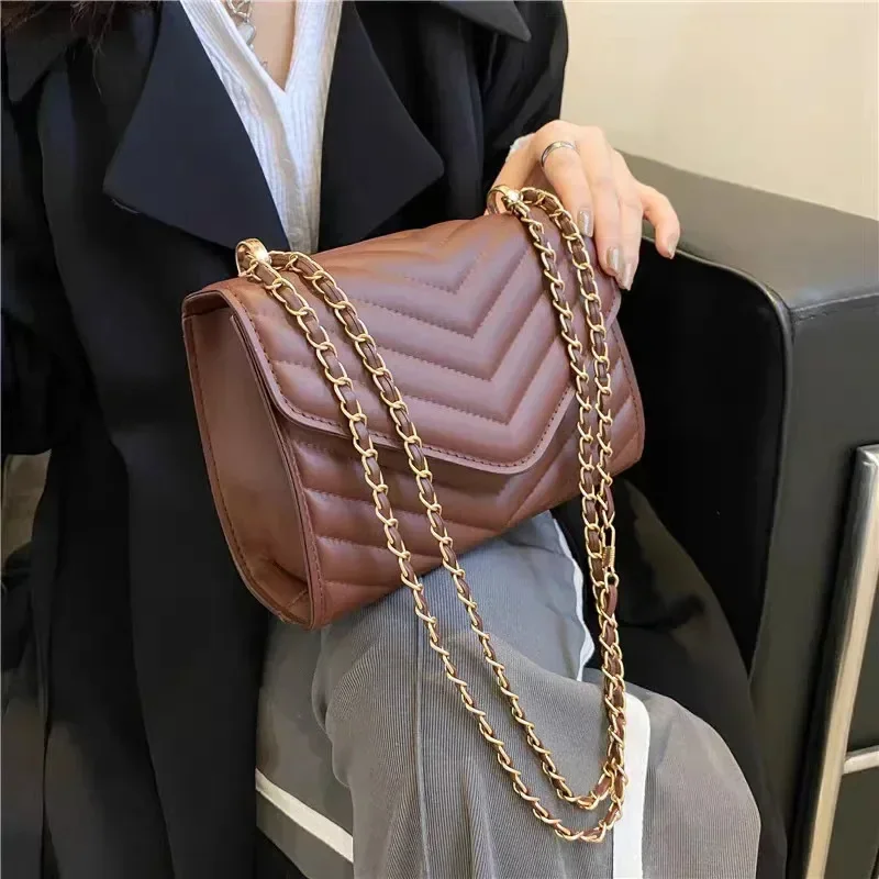 sac à bandoulière rétro à la mode pour femmes, petit sac carré simple avec chaîne