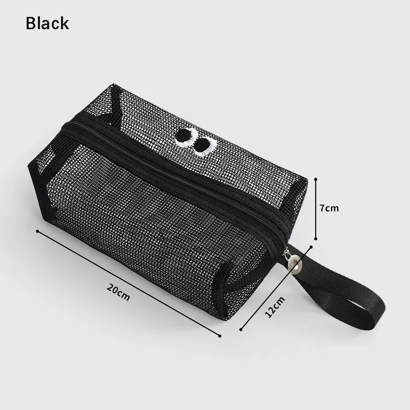 sac de rangement en maille carrée portable, sac à cosmétiques en maille à fermeture éclair, petit porte monnaie en maille carrée, rangement de voyage, poudres de transport