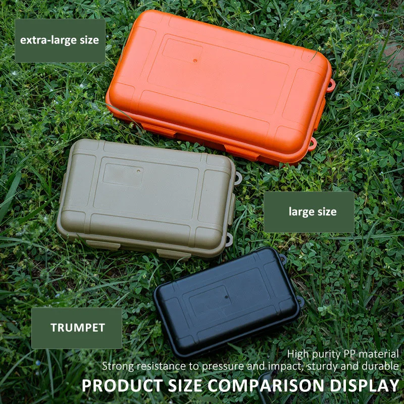 boîte de survie scellée étanche en plastique, taille s/l/xl, conteneur de camping, boîte de rangement de voyage en plein air, sac de matériel de pêche