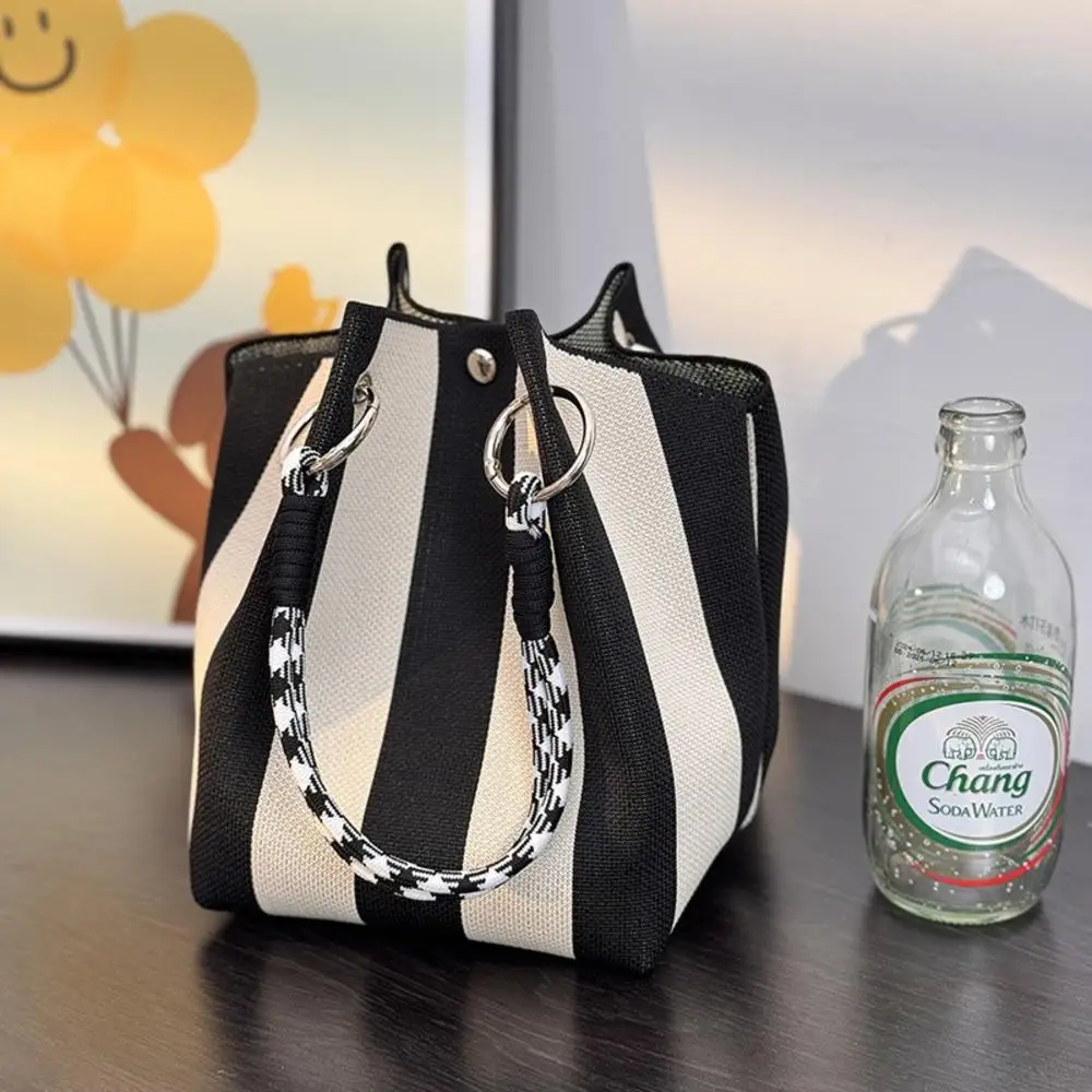 sac tricoté en trois dimensions, sac seau tissé, pochette tricotée avec boucle d'anneau pour le shopping, les voyages, les sorties décontractées