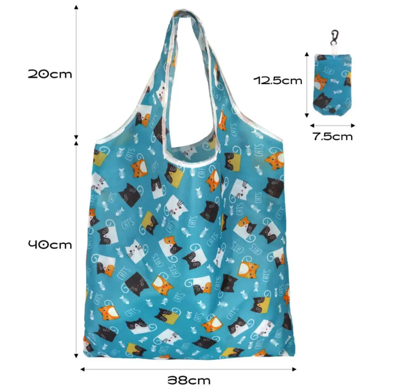 sac de courses réutilisable, sac d'épicerie pliable en nylon, fourre tout créatif et écologique, léger et durable