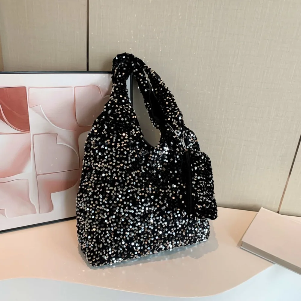 Sac fourre-tout pour femmes, sac à bandoulière à paillettes, sac Hobo tendance de luxe de styliste, sac à main ample sous les bras pour le travail, les voyages et le shopping