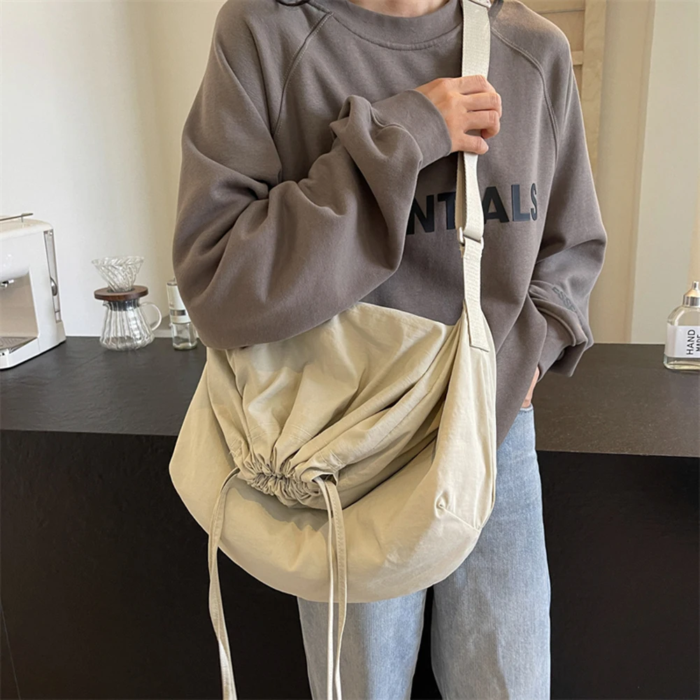 sac cartable décontracté pour femmes, sac à bandoulière de grande capacité avec cordon de serrage, sac de shopping léger à sangle réglable, sac d'extérieur pour filles