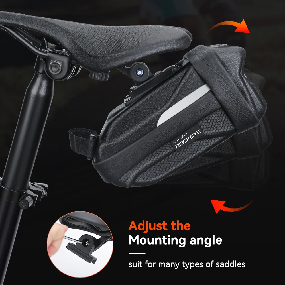 sacoche de dégager de vélo à coque rigide pour vtt, sacoches de siège arrière de vélo de route, jusqu'à 2l, haute capacité, étanche, peut accrocher les feux arrière