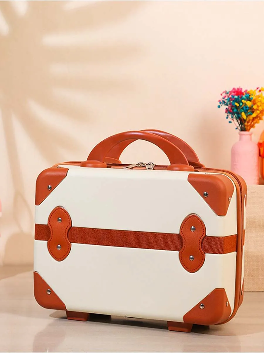 valise de maquillage vintage portable pour garçons et filles, étui de voyage extérieur, grande capacité, 14 ", nouveau