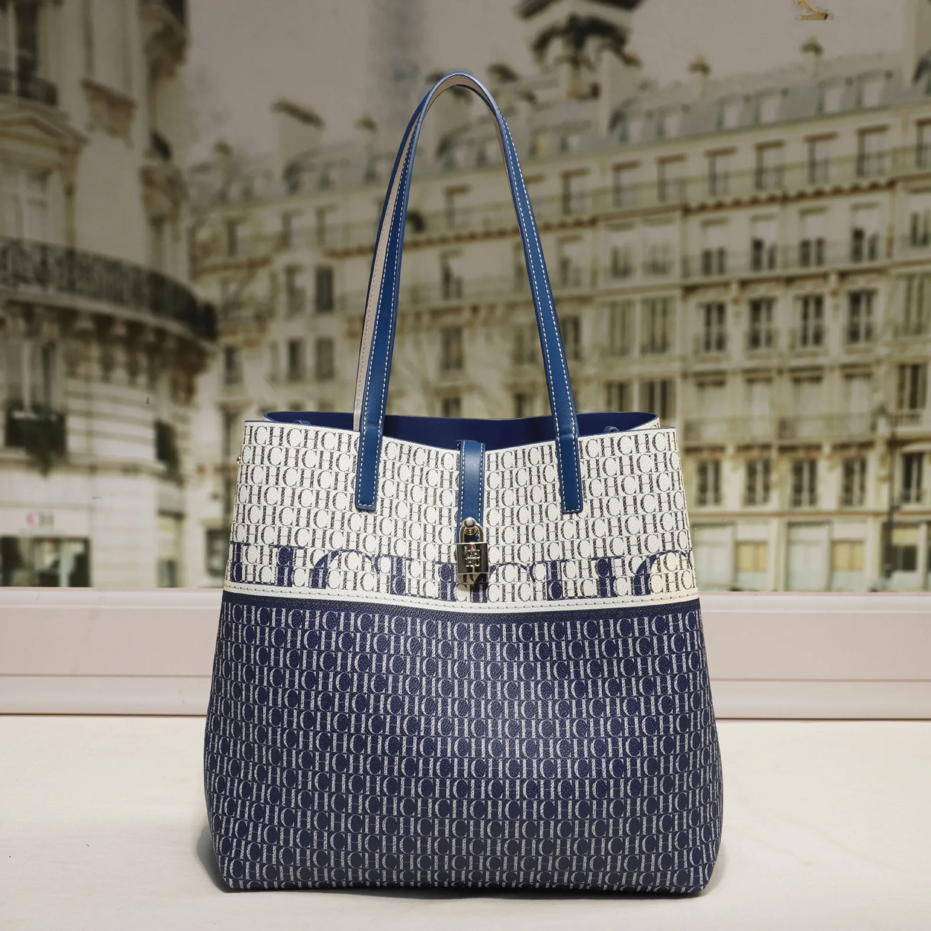 carolina herrera – sac seau tendance, fourre tout de style rétro, grande capacité, rue polyvalent, lettre imprimée, sac de luxe léger pour fille