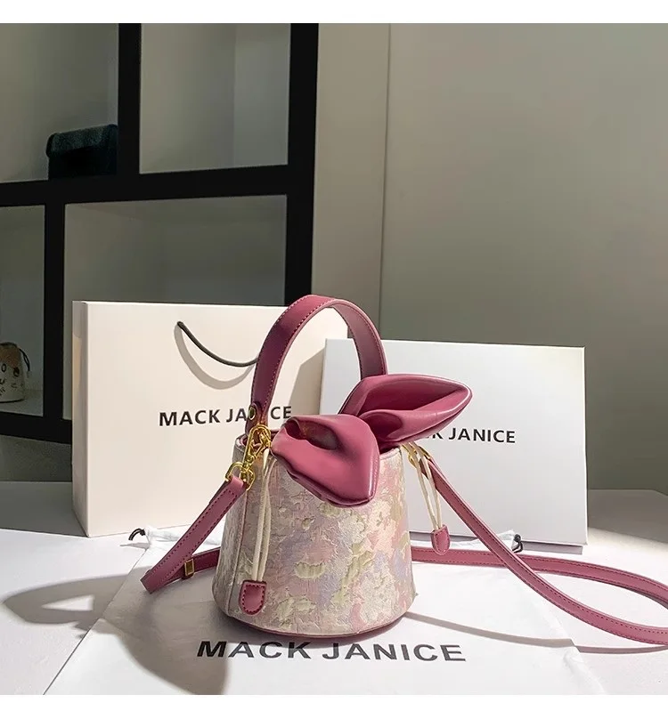 sac à main brodé avec nœud papillon pour femme, sac à main décontracté pour femme, sac messager initié, haute qualité, luxe, mode féminine, e27