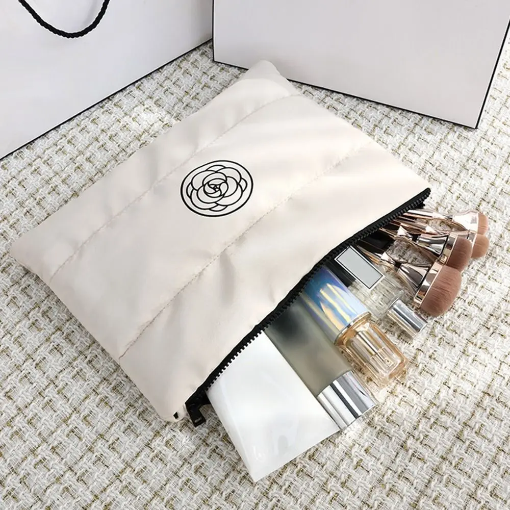 trousse de maquillage florale en coton portable, sac de rangement cosmétique matelassé de grande capacité, trousse de toilette de voyage solide pour documents, nouveau