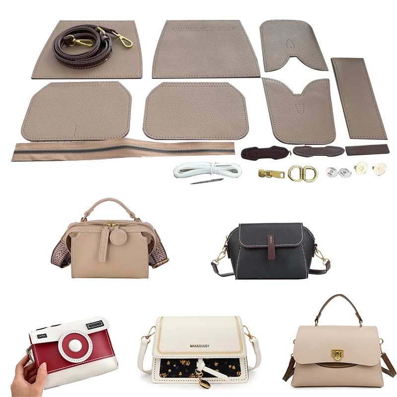 ensemble de sacs carrés de fabrication à la main, sac cousu à la main en cuir pu, kit de bricolage fait à la main, matériel de couture, kits d'artisanat de couture pour accessoires de sacs