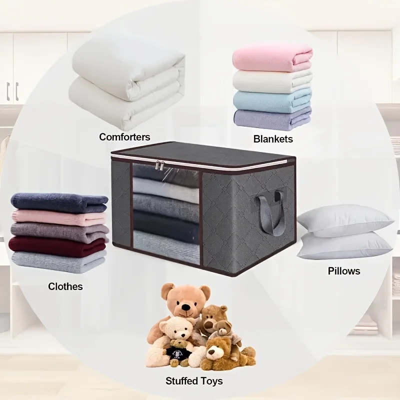 sac de rangement pour couette, boîte d'organisation, sac d'organisation pour vêtements en tissu pliable pour couette, couverture, literie et vêtements, 3 pièces/6 pièces, m