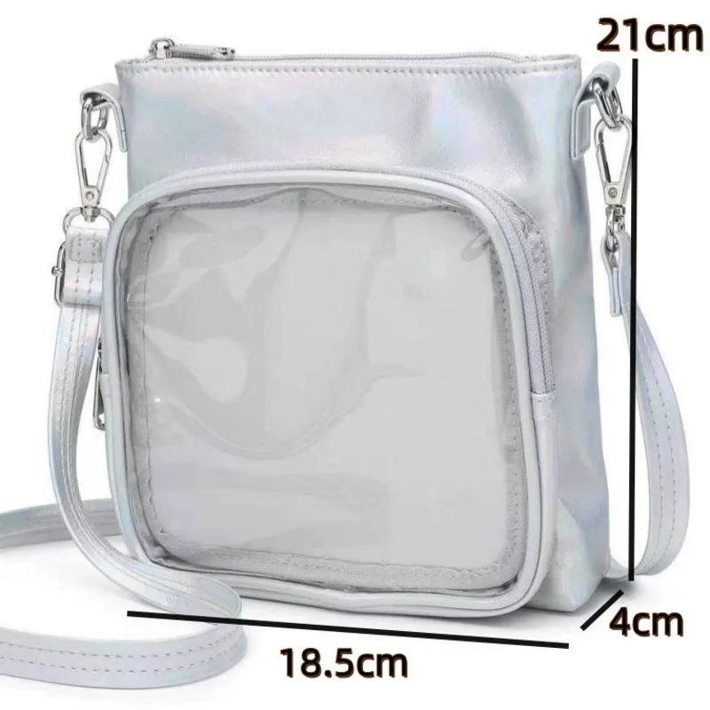 itabag carré argenté pour fille, petit sac à bandoulière en nylon avec sangle réglable, sac à bandoulière harajuku y2k, sac japonais d'exposition