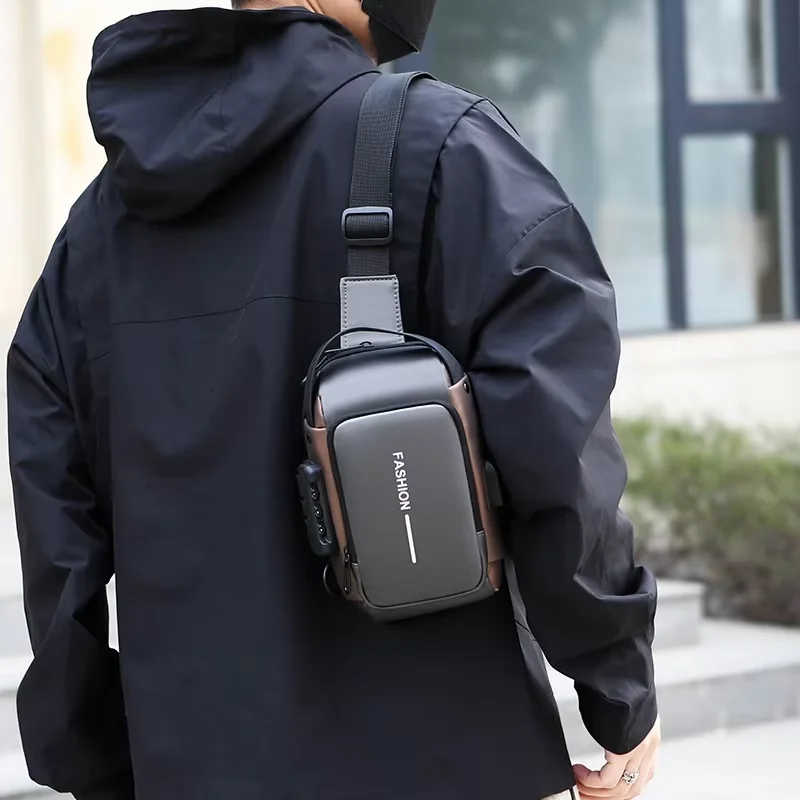 sac à bandoulière élégant pour hommes – tissu oxford durable, sac de poitrine à bandoulière avec poche pour téléphone, fermeture