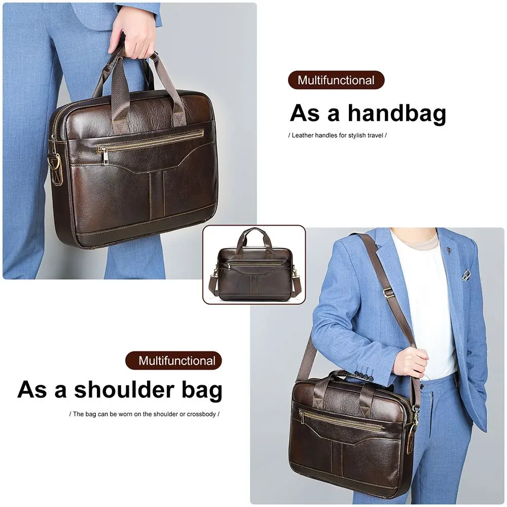 nouveau sac à main pour hommes, sac à main rétro de bureau décontracté d'affaires de grande capacité, sac pour hommes en cuir véritable, sac de bureau, porte documents